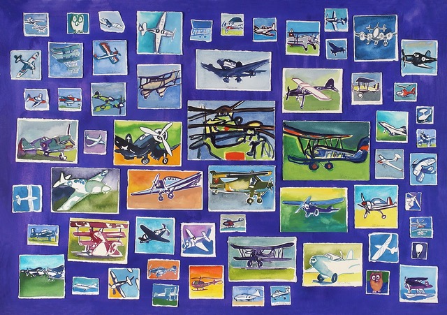 Geschenkpapier Motorflugzeuge