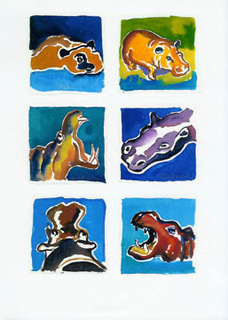 Plakat Nilpferde - Ulrike Franz